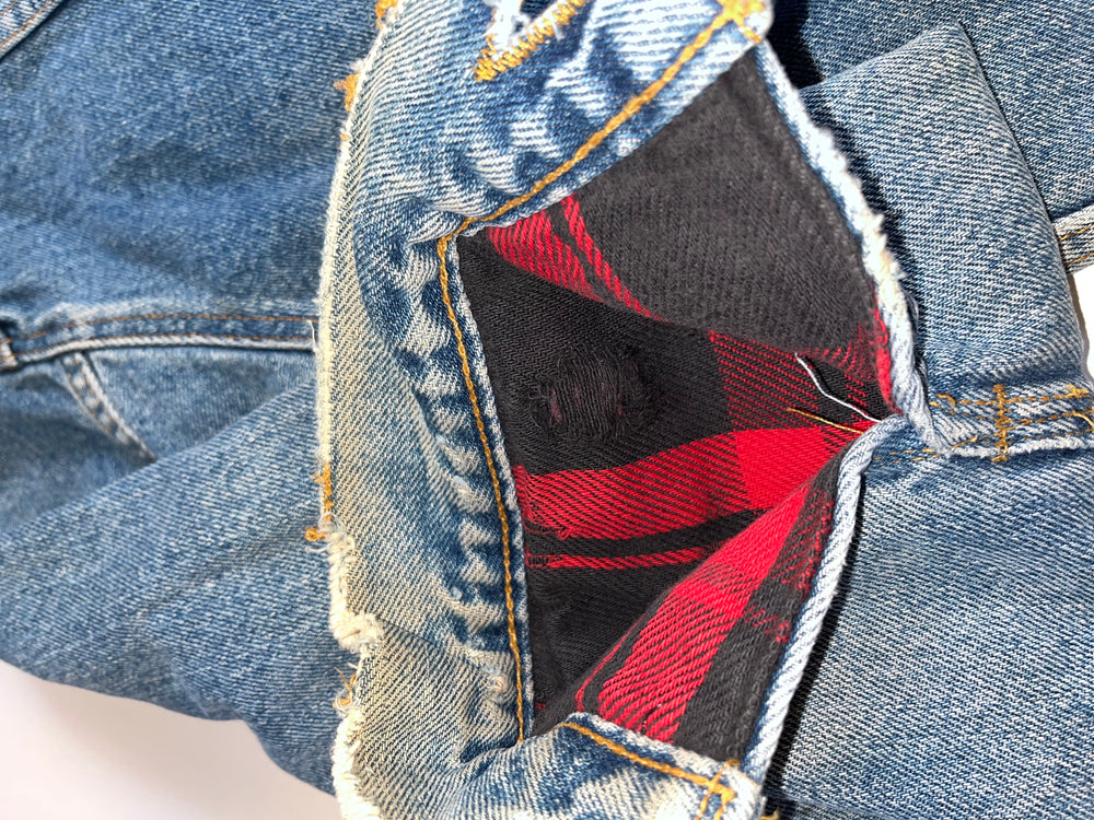 
                  
                    Vintage denim jacket Washed with Tartan Lining  (2)
                  
                