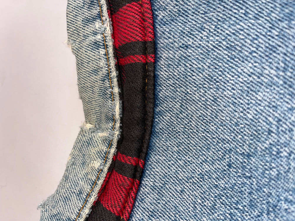 
                  
                    Vintage denim jacket Washed with Tartan Lining  (2)
                  
                