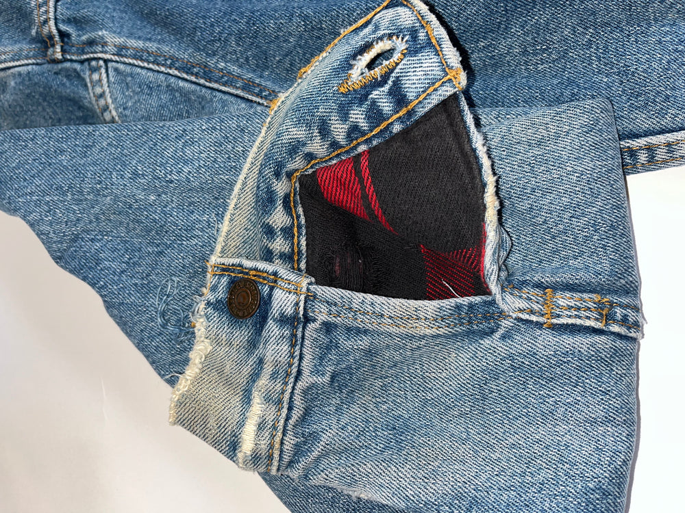 
                  
                    Vintage denim jacket Washed with Tartan Lining  (2)
                  
                