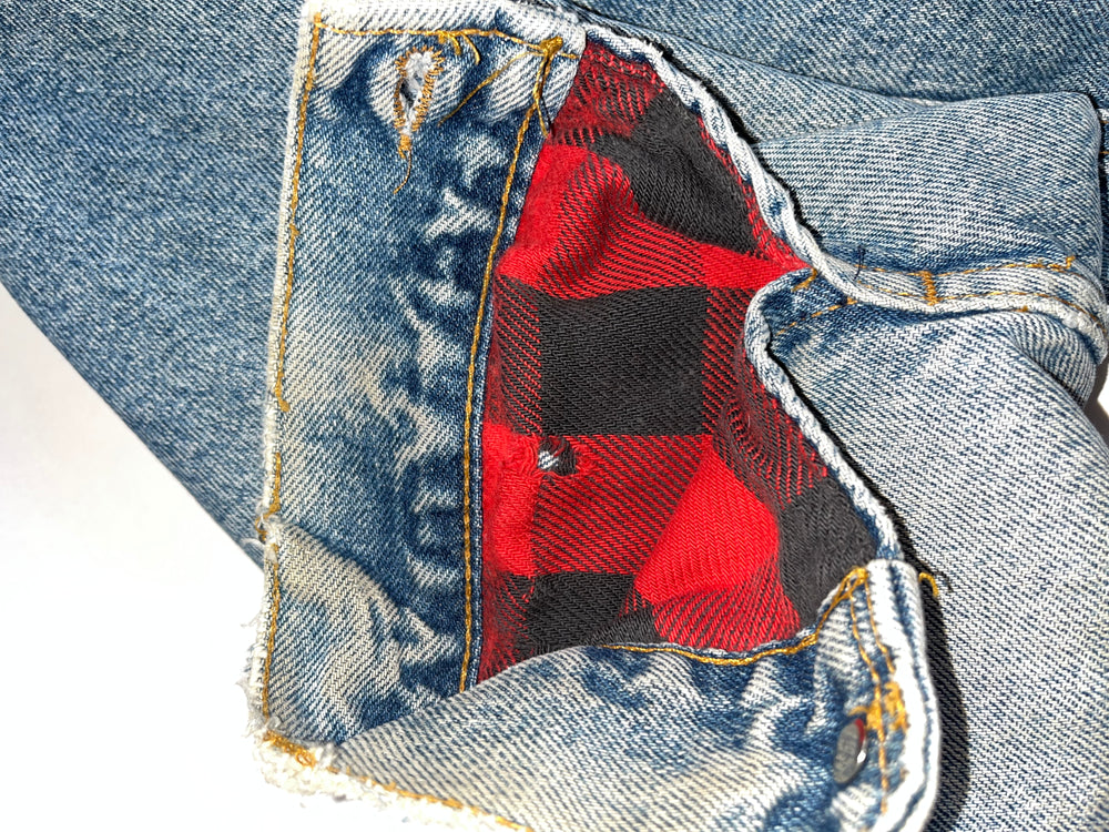 
                  
                    Vintage denim jacket Washed with Tartan Lining  (1)
                  
                