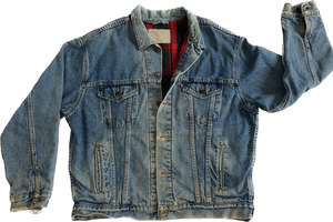 
                  
                    Vintage denim jacket Washed with Tartan Lining  (2)
                  
                
