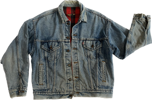 
                  
                    Vintage denim jacket Washed with Tartan Lining  (1)
                  
                
